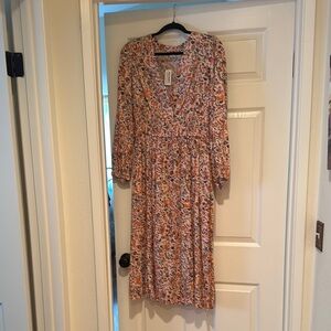 Old Navy Orange and Yellow V-Neck Sundress